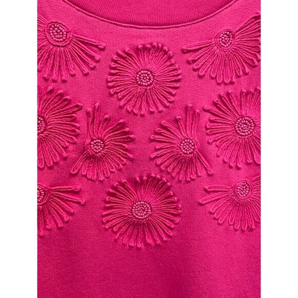 NWT Talbots Hot Pink Embroidered Crewneck Sweatshirt Women's Sz Sm - Picture 7 of 8